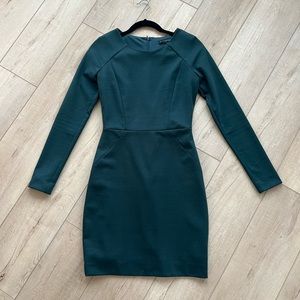 Banana Republic dark green long sleeve fitted dress